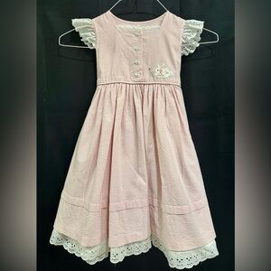 Rebecca Raggs Original Pink Gingham Dress with Embroidered Bunny Size 4